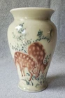 Rookwood Pottery 1946 Ivory Porcelain Vase Axis Deer 2720 Signed Jane Sacksteder