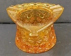 Vintage Fenton Amber Glass Top Hat Ashtray - Daisy & Button Pattern
