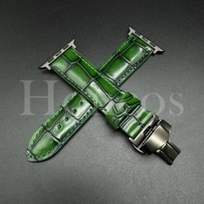 38-49 MM Leather Alligator Band Strap For Apple iWatch Series 10 9 8 7 6 5 4 GN