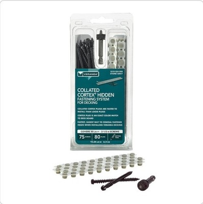 Collated Cortex Hidden Fastening System for Veranda Decking 2-1/2'' Stone Gray