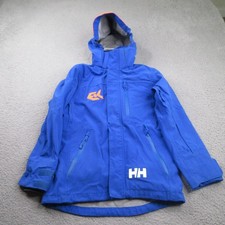 Helly Hansen Sailing Jacket Boys 152/12 Blue Waterproof Full Zip Hooded