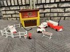 Fisher-Price Little People Vintage Fire Station Ambulance, Trucks, Fence Etc