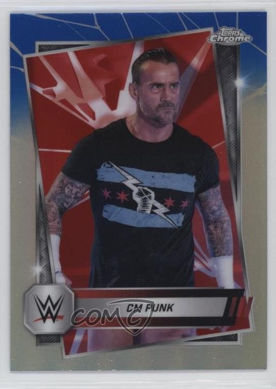 2025 Topps Chrome WWE Red & Blue Refractor CM Punk #98 jc3