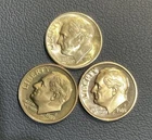 1955 S Roosevelt SILVER (1) Dime GEM BU + 2 CLAD ALLOY Proof DeepCameo Dimes