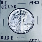 1942 LIBERTY WALKING SILVER HALF DOLLAR HI GRADE U.S. MINT RARE COIN 7591