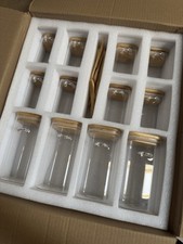 Glass Jars Set of 12 Spice With Spoons Wooden Airtight Lids Containers Kitchen