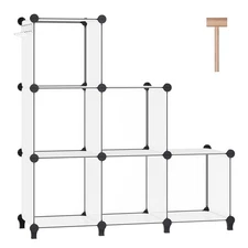 DINMO 6 Cubes Storage Organizer, Bookcase, Display Shelf with Wooden Mallet, ...