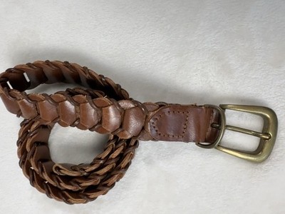 St Johns Bay Buffalo Leather Belt Size Small Large Chain Distressed Brown