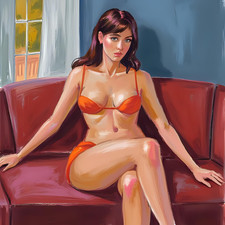 Akt Sofa weiblich Malerei Gemälde Öl Bild Zeichnung Dame Frau Art Kunstdruck