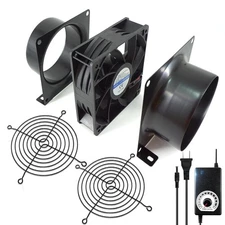 4" DC12V Axial Exhaust Fan 3000RPM with Duct, Mesh & Dimmer