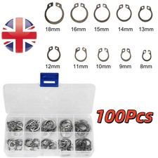 Stainless Steel External Circlip Retaining Clip Ring Kit 8-18mm 100Pcs 304  Kits