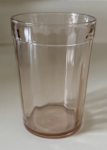 Vinatge Hazel Atlas Diamond Optic Pink Depression 4- 1/8” Glass Juice Tumblers