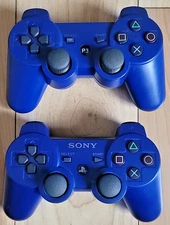 Lot of 2 PlayStation 3 PS3 Blue Dualshock Controllers - TESTED READ