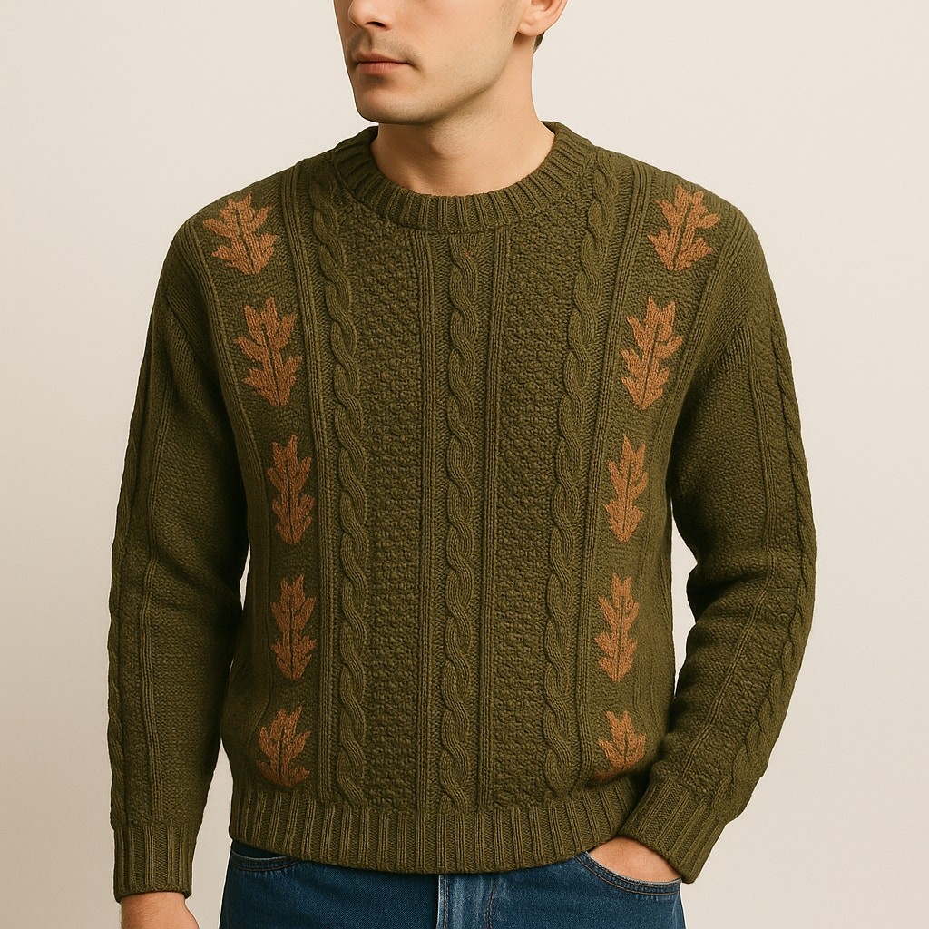 Christian Dior Monsieur Vintage 80s Hand Knit Cable Sweater Olive