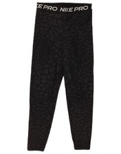 Nike Womens Dri Fit Graphic Leggings UK 8 Small Black Animal Print BP14