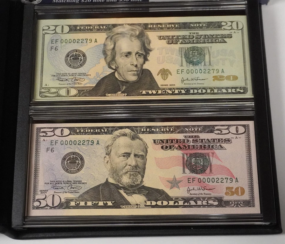 SERIES 2004 ATLANTA EVOLUTIONS SET, MATCHING $20 & $50 SERIAL NUMBERS - Image 2 of 4