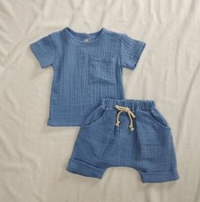 Organic Cotton Baby Clothes Set Casual Tops Shorts For Boys Girls 0-3M