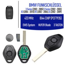 FUNKSCHLÜSSEL 433MHZ HU92 Für BMW 5 3 E46 X3 E83 X5 E53 Z4 E85 E8 66126955747