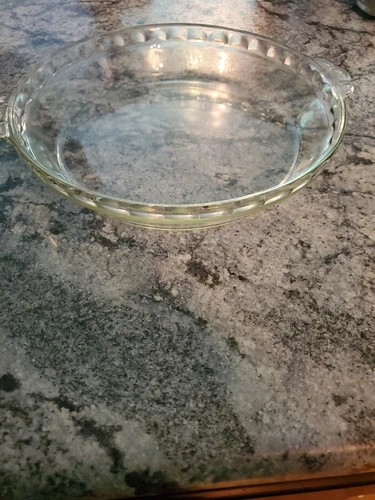 Vintage Pyrex 229 - 9.5” Clear Round Deep Dish Glass Pie Plate w/ Handles - 50's