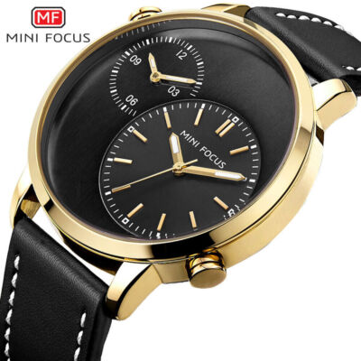 MINI FOCUS Men Watch Two Quartz Movement Business Male Watches Casual Wristwatch