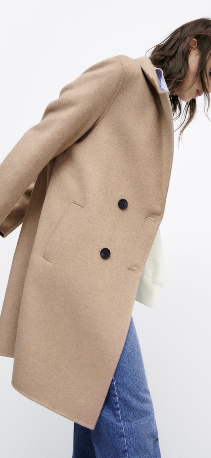 ALTRA Cappotto maschile doppiopetto Zara sabbia cammello beige misto lana taglia S Uk8 10