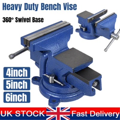 4/5/6inch Heavy Duty Table Bench Vice Workbench Anvil Swivel Base Grip Clamp UK