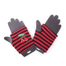 Fingerlose Handschuhe Gestreift Kirschen Accessoires Festival Punk Rockabilly