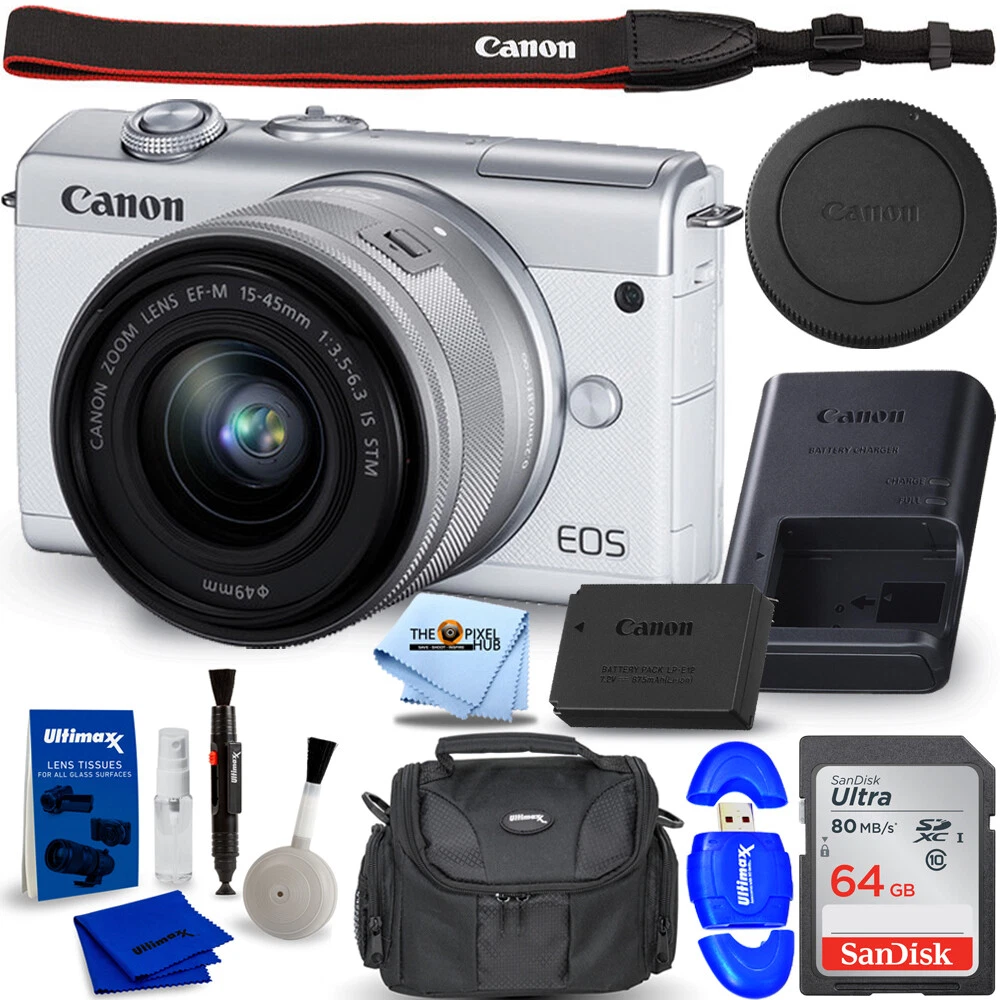 Canon EOS M200 Mirrorless Camera with 15-45mm (White) 3700C009 