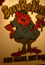 BEER BELLIES ARE MADE 1970's VINTAGE HEADSHOP IRON ON TRANSFER -NICE, B-25