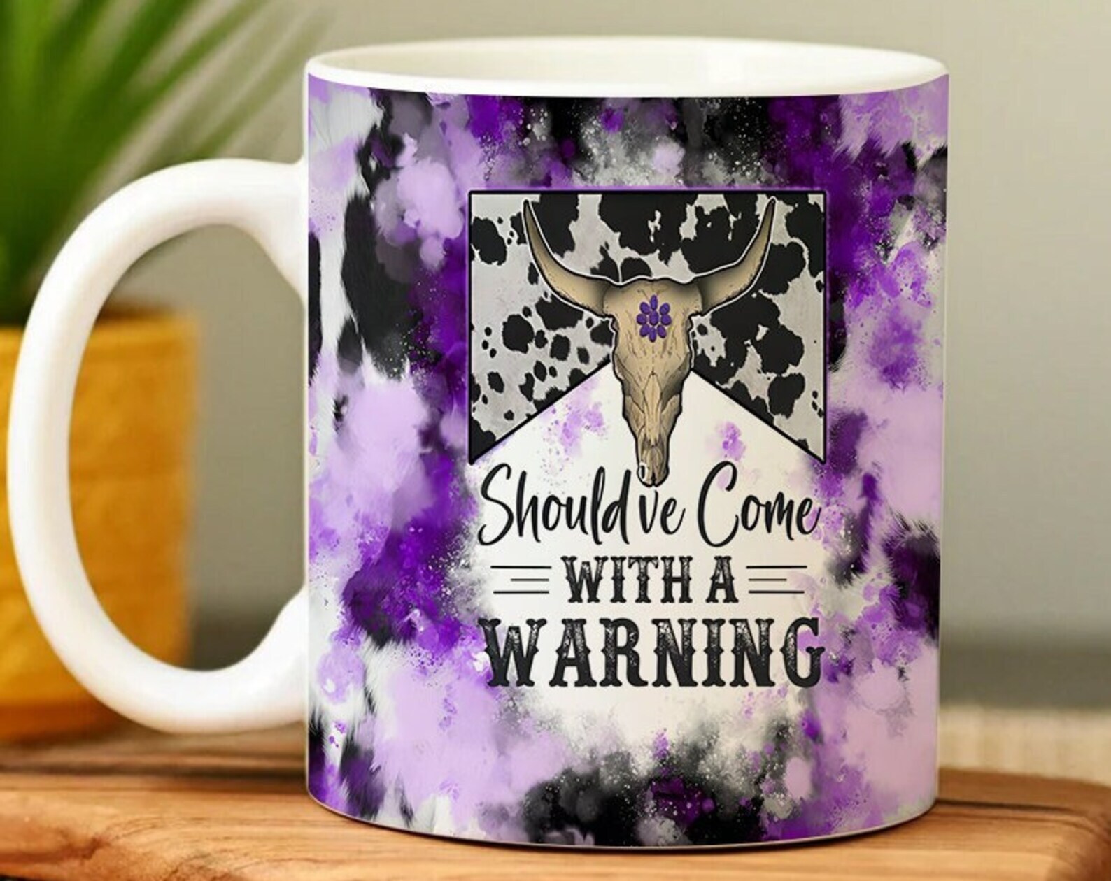 Warning Mug Sublimation Design Western Themed Wrap Digital Download  