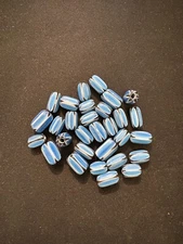 30 Chevrons striped glass beads (B1151)-5-10mm Fancy Vintage