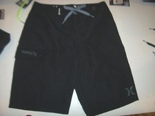 Hurley swimsuit boys youth board shorts swim trunk solid black sz 20 swimsuit