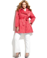 NWT-JESSICA SIMPSON ~Size 1X~ Ruffle Belted Plus Size Trench Coat $200 Retail