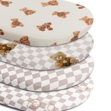 Fitted Baby Neutral Bassinet Sheets Bear and Buffalo Check Plaid Breathable U...