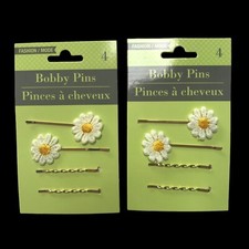 White Daisy Flower Bobby Pins Hair Clips Gold Bohemian Wedding Hippie Festival