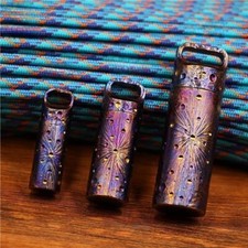 Handmade Pure Titanium Waterproof Keychain Pill Holder Case Container EDC Gift