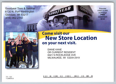 Glendale WI Goodyear Auto Service Center New Location Postcard