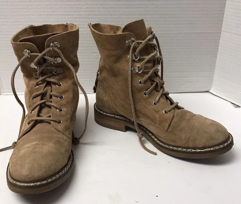 Lavorazione Artigiana Womens Sz 6.5M Ankle Boots Tan Soft Leather Suede Lace Up - Image 2 of 4