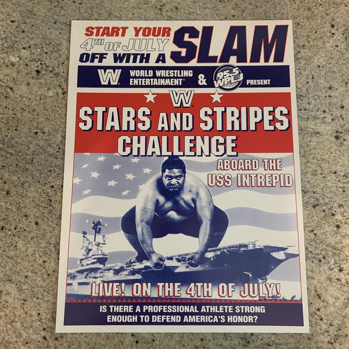 WWF WWE Poster Print Star And Stripes Challenge Yokozuna USS