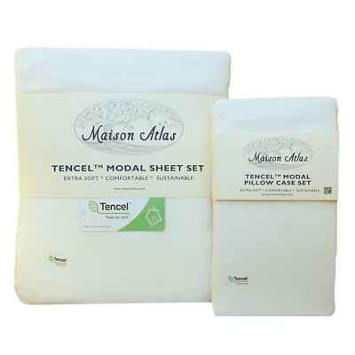 TENCEL MODAL Jersey SHEET SET PILLOWCASE by Maison Atlas | Pure Beech | NEW