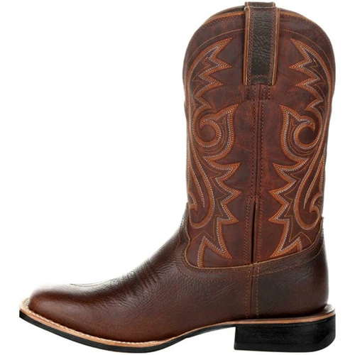 Cowboy Boots Faux Leather Winter Shoes Retro Men Women Boots Embroidered Western - Picture 9 of 19