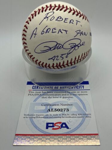 Pete Rose Signed Autograph Personalized To Robert A Great Fan Baseball PSA DNA - Picture 1 of 2