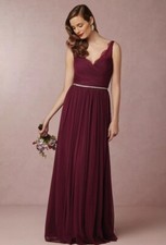 BHLDN Anthropologie Hitherto Fleur Wine Bridesmaids Wedding Guest Dress Size 4