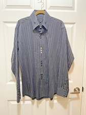 Bogosse Button Up Dress Shirt Men's XL Size 5 Stripes Black Gray 100 Cotton