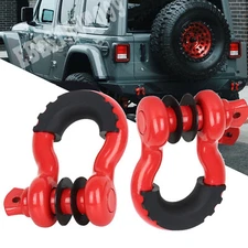 2x 3/4" D-Ring Red Shackle Towing Chain Bow Buckle 4.75t OFF-ROAD for JEEP