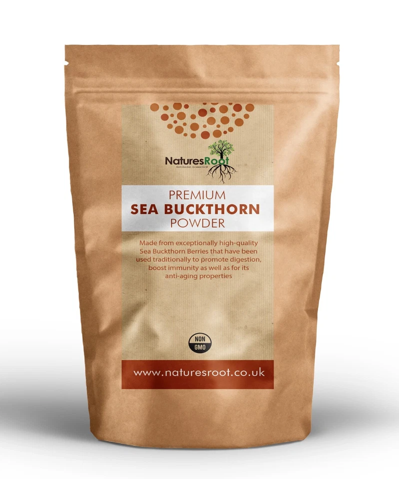 NATURES ROOT Sea Buckthorn Berry Powder - Herbal Supplement | Vegan | Rich in Omega 3 6 7 9