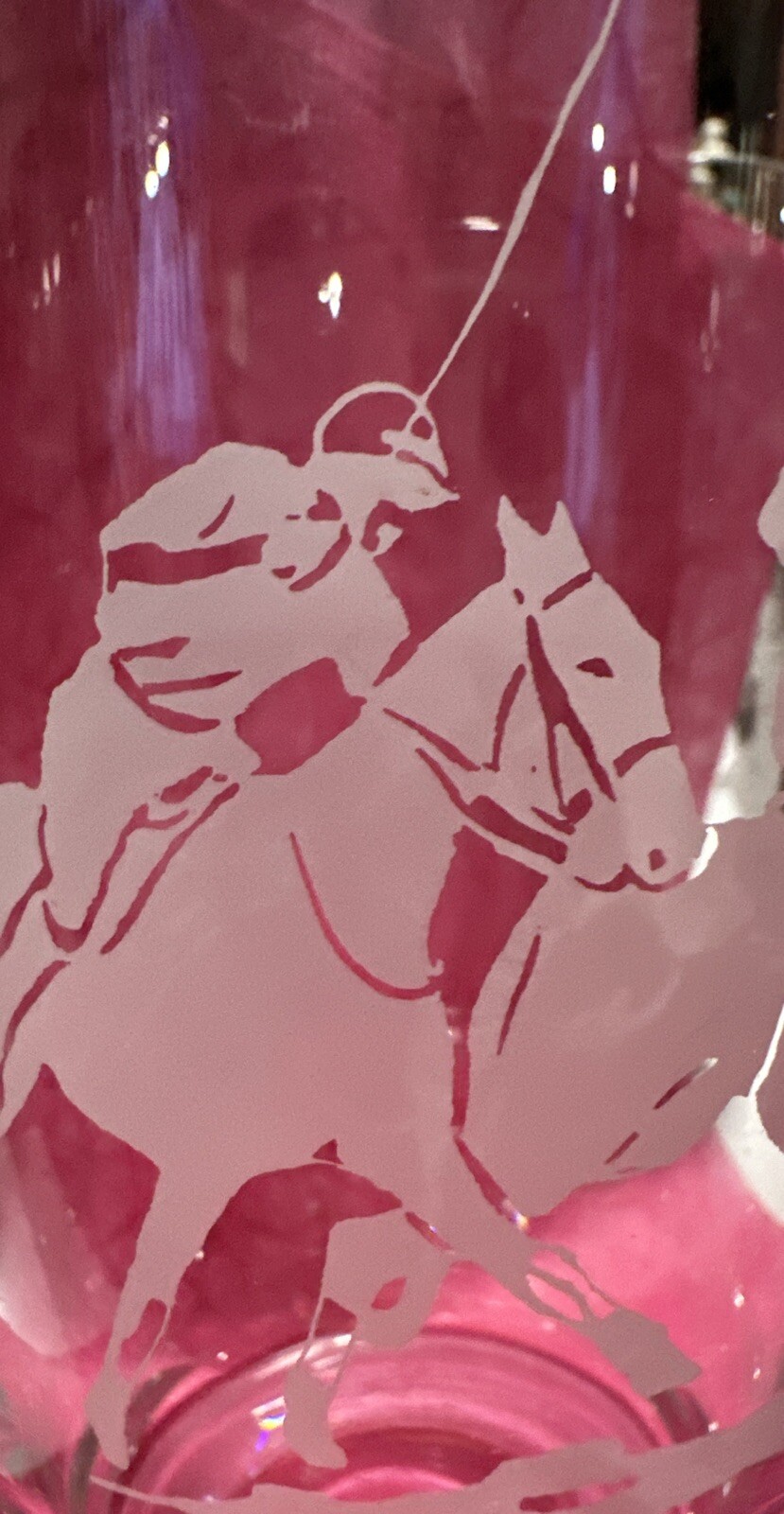 4 Vintage Etched Polo Ralph Lauren Tall Cocktail Water Drinking Glasses