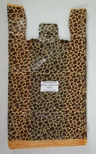 100 Qty. Leopard Print Design Grocery Plastic T-Shirt Bags Handles Supermarket M