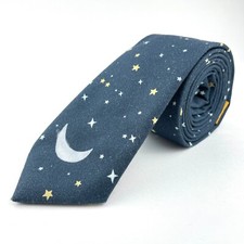 Men's Cotton Tie with Stars and Moon - Made in USA