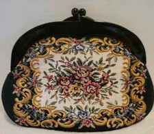 Vintage Tapestry Clutch Handbag 9"
